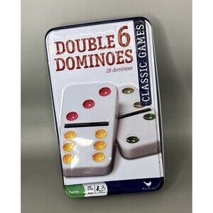 Double Six Color Dot Dominoes in Tin Box Cardinal Classic Games